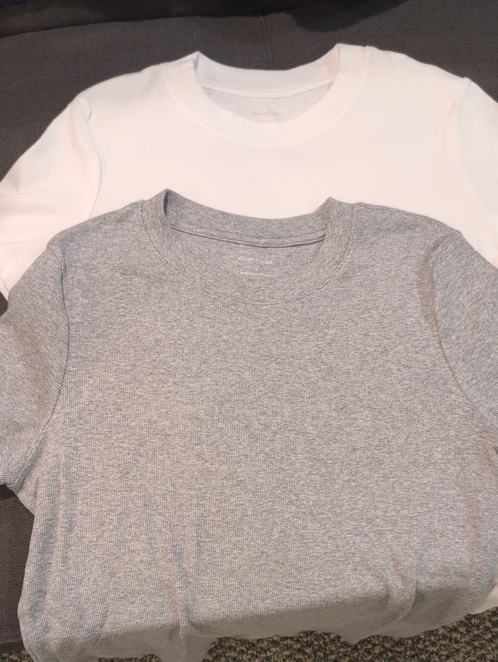 Banana Republic Size L Womens Short Sleeve Ribbed Tee Set - White &  Gray NWOT